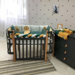 Set de lenjerie pentru pătuț bebeluș/copii cu 7 piese - Lion
